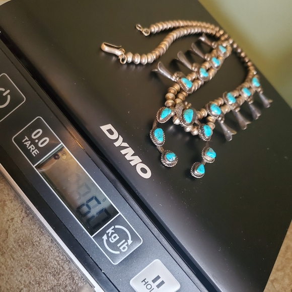 Estate Native American Sterling Silver Turquoise Squash Blossom Necklace - Picture 12 of 12